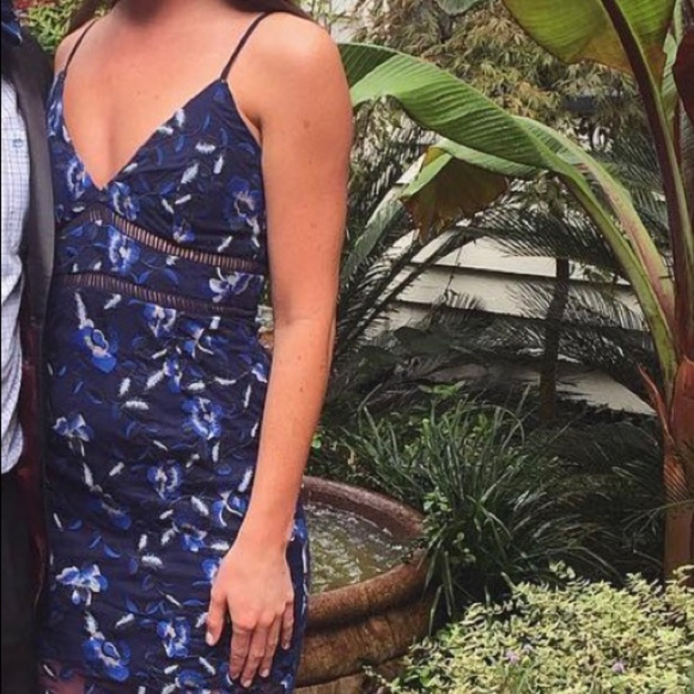 Bardot floral appliqué dress